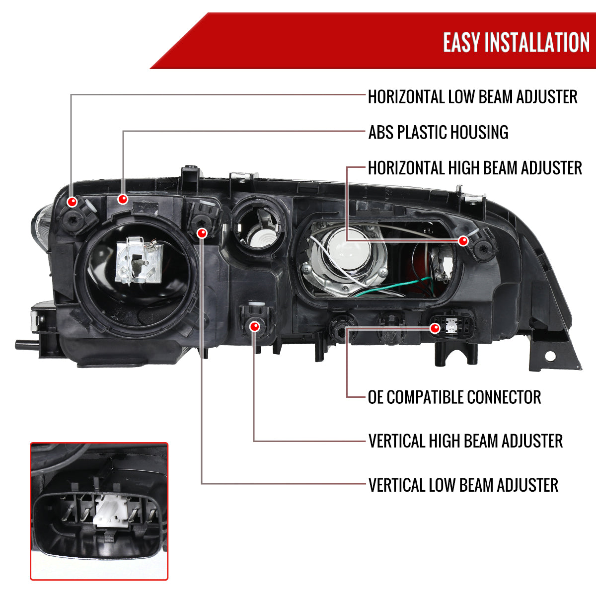 Spec-D 03-05 Mazda 6 Headlights OEM Style Projector Black
