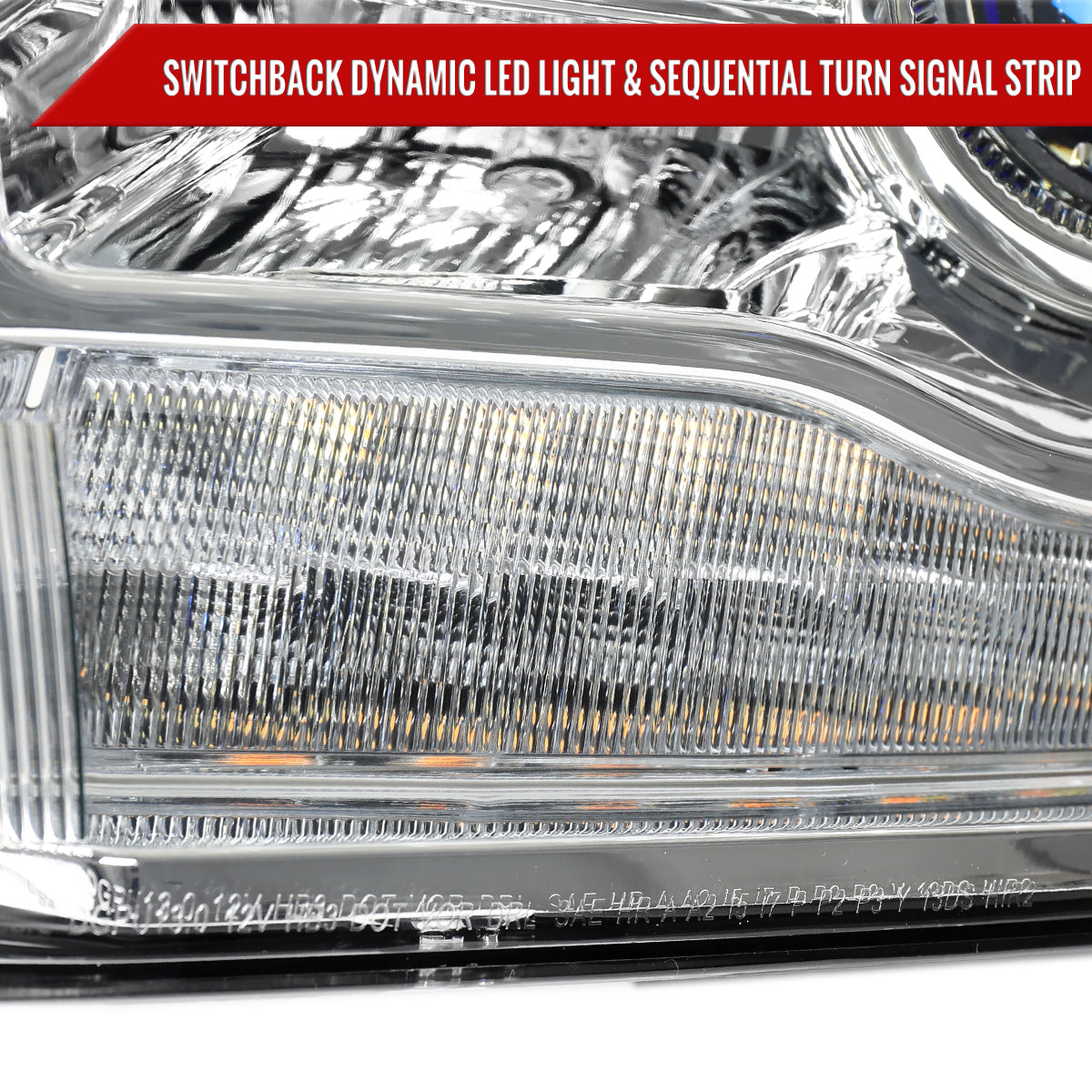 Spec-D 13-18 Ram 1500 2500 3500 SEQ Bar Projector Headlights Chrome