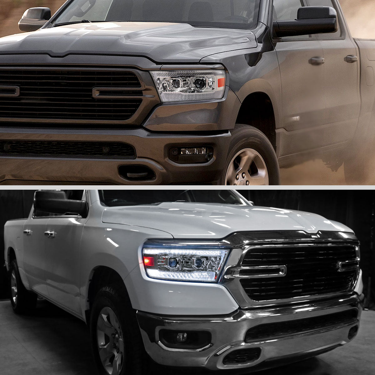 Spec-D 19-24 Ram 1500 SEQ LED Projector Headlights Chrome
