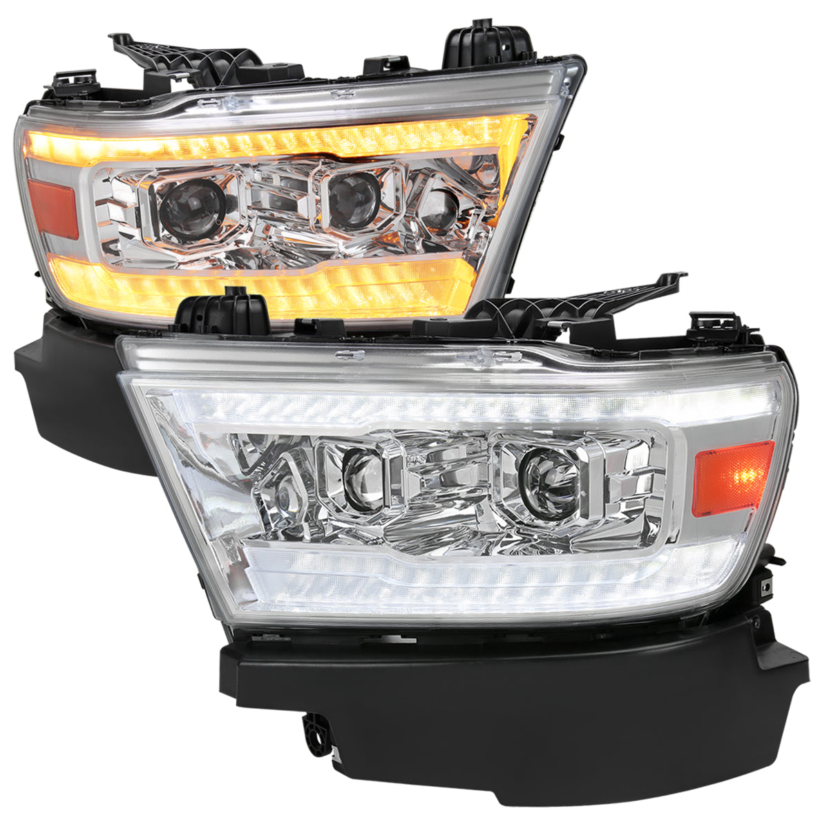 Spec-D 19-24 Ram 1500 SEQ LED Projector Headlights Chrome