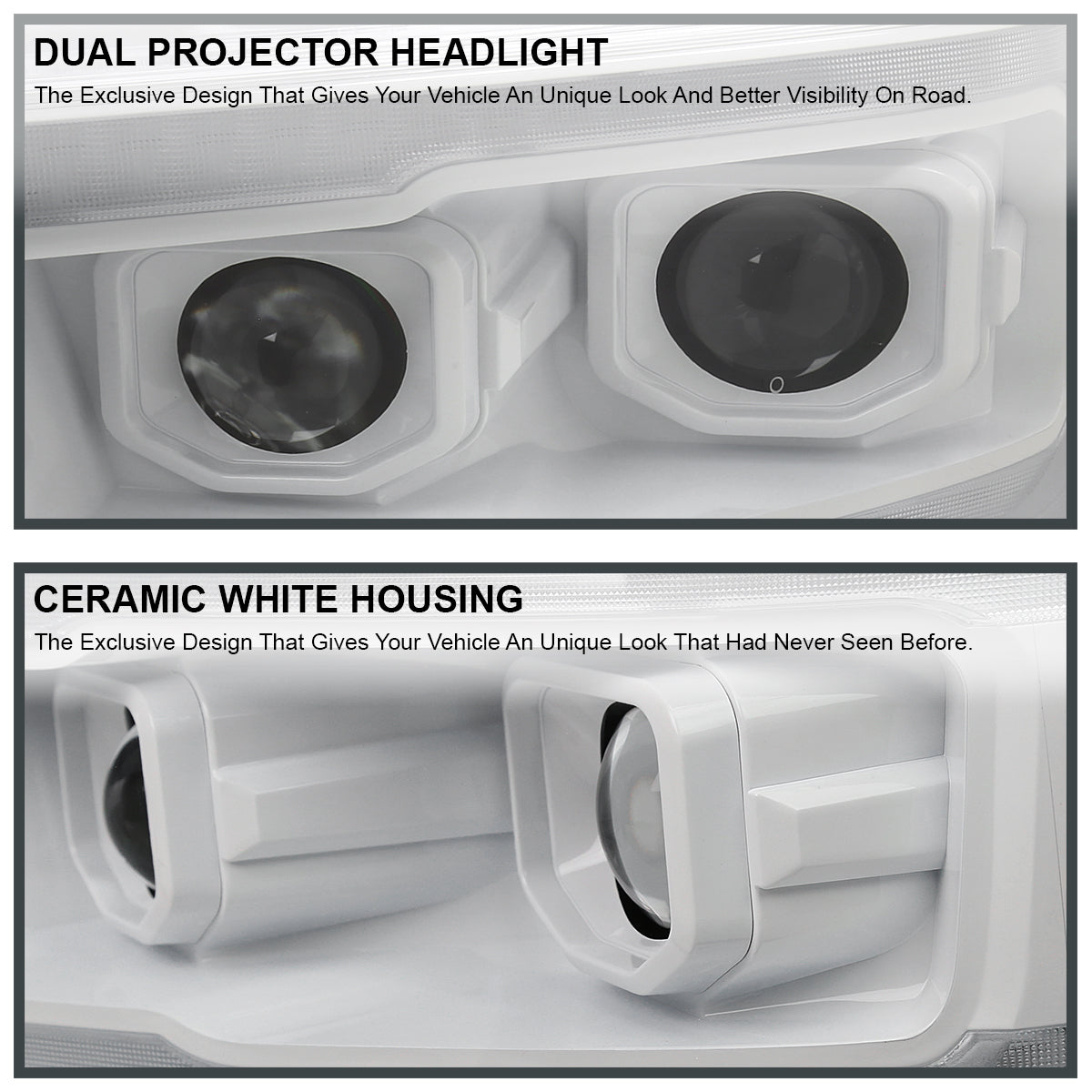 Spec-D 19-24 Ram 1500 SEQ LED Projector Headlights White Housing/Clear