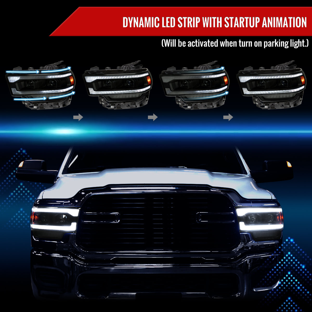 Spec-D 19-24 Ram 2500-5500 Headlights Switchback Sequential Smoked
