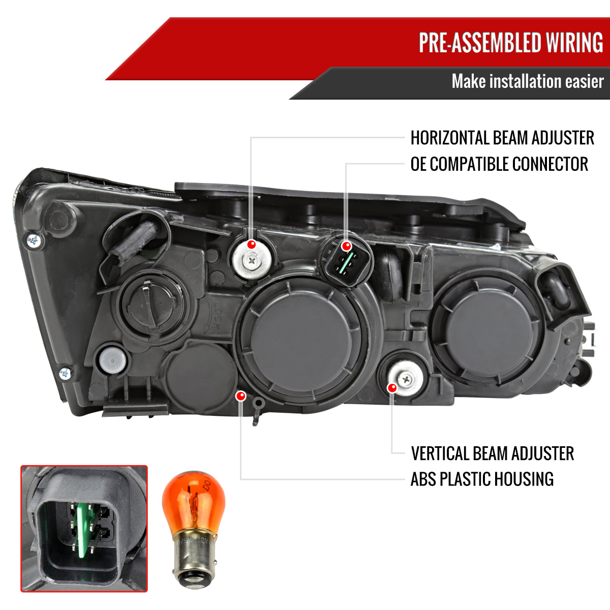 Spec-D 06-08 Hyundai Sonata Projector Headlights Matte Black