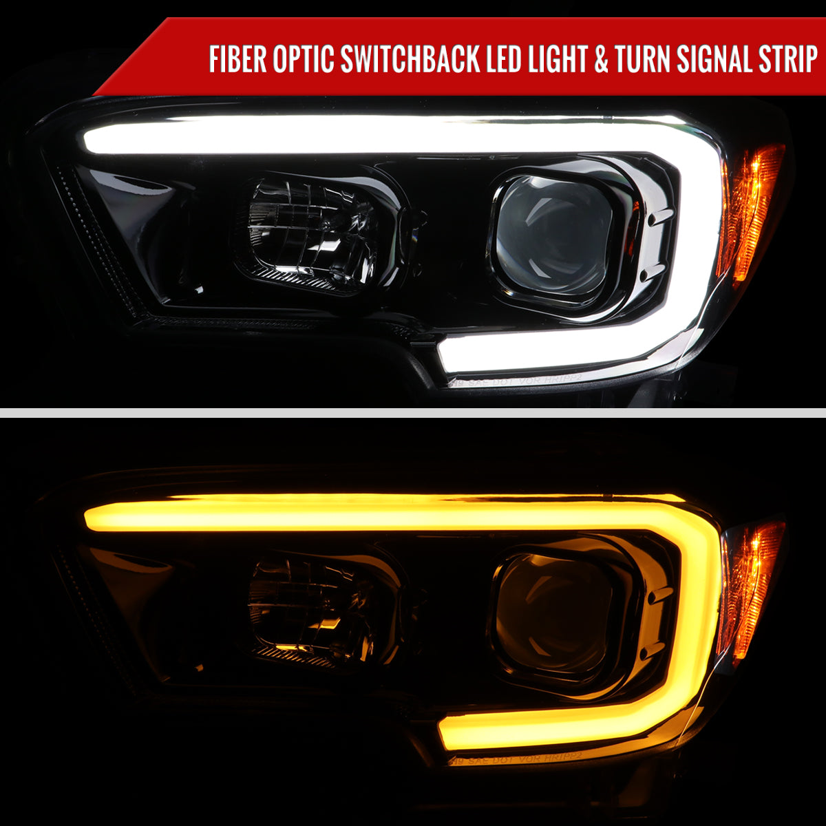 Spec-D 16-23 Toyota Tacoma Projector Headlights Glossy Black.