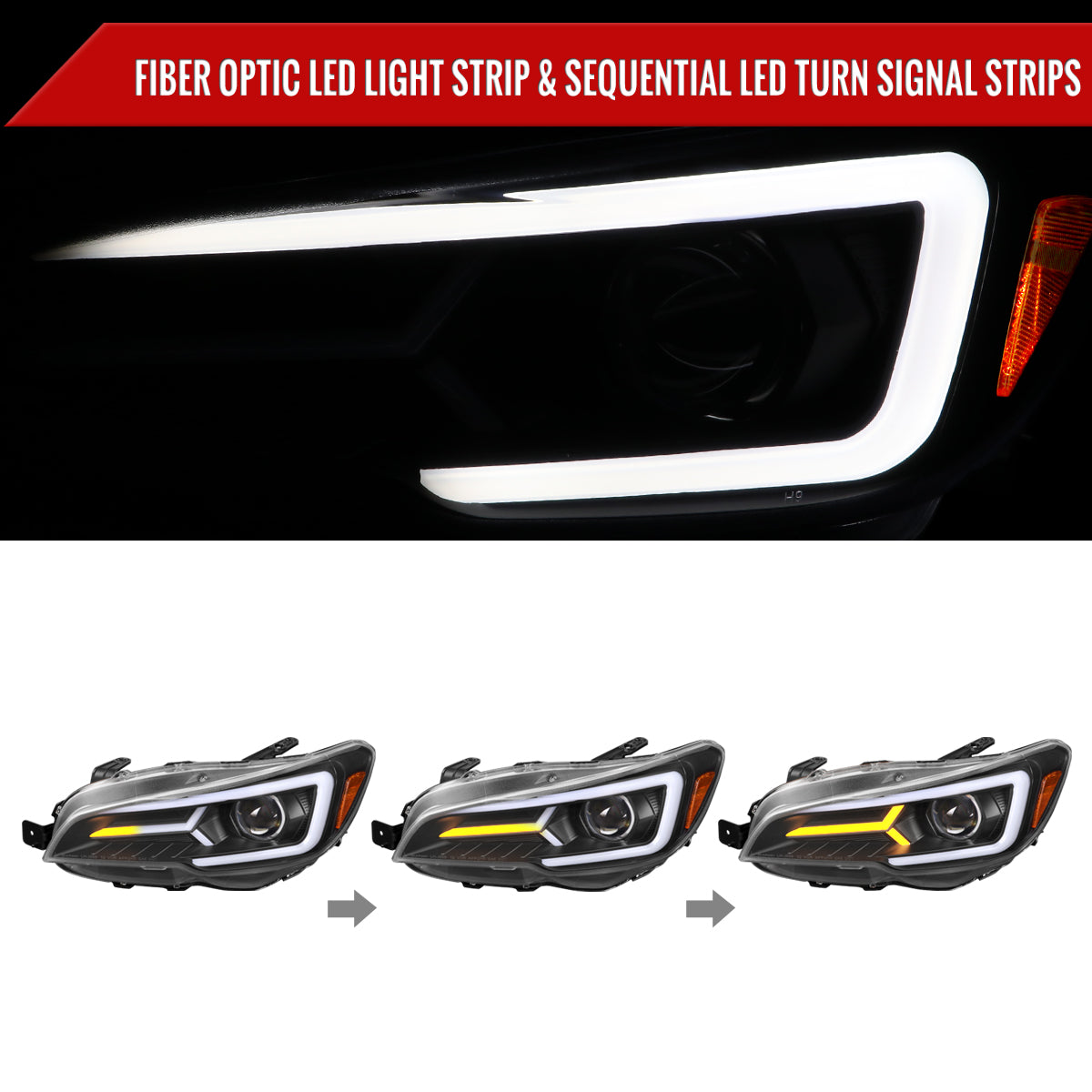 Spec-D 15-21 Subaru Impreza WRX/STI LED Bar SEQ Headlights Black