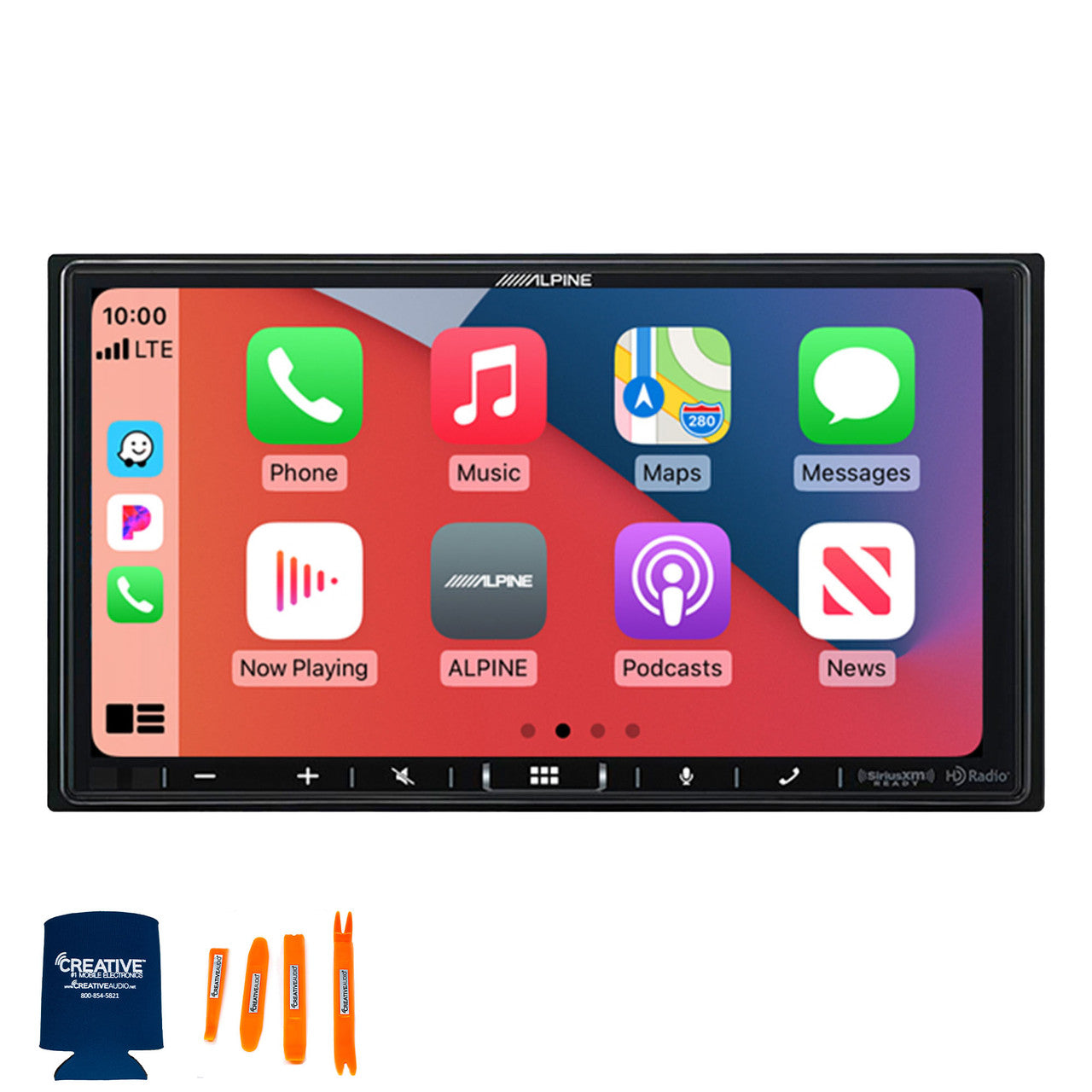 Alpine iLX-407 Shallow Chassis 7-Inch Multimedia Receiver compatible with Apple Carplay and Android Auto with Alpine KTA-450 Power Pack Amplifier with Power Stack Bracket