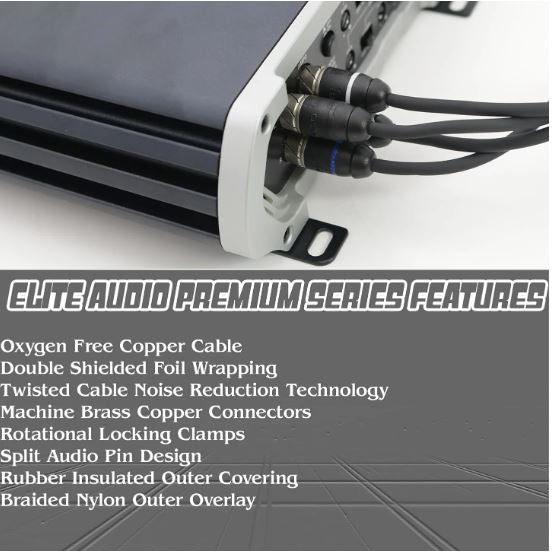 Elite Audio 20ft RCA Cable Premium 4-Channel Twisted Pair Oxygen-Free Copper Male to Male Noise Reduction