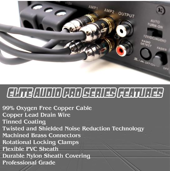 Elite Audio 17ft 6-Channel RCA Cable – OFC Copper, Triple Shielded, Brass Connectors