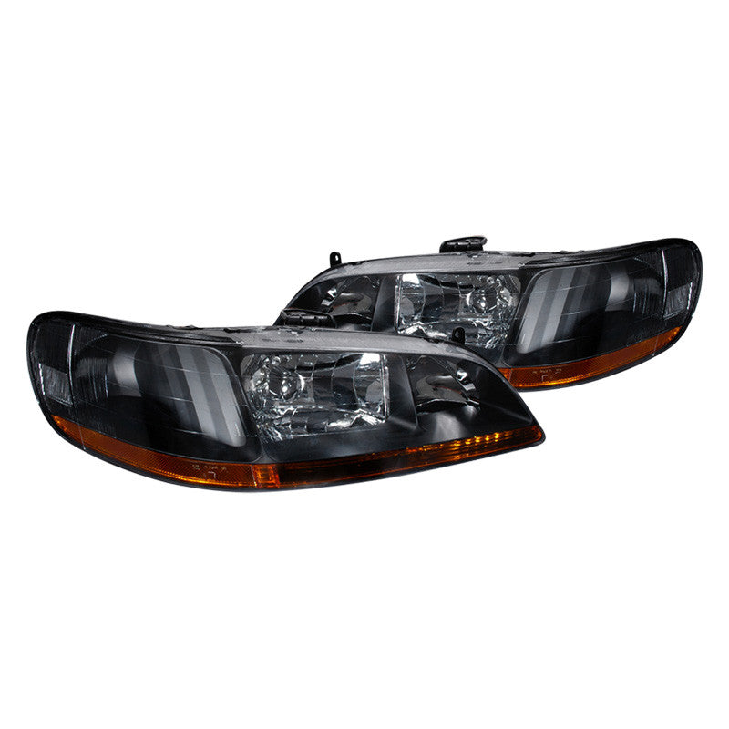 Spec-D 98-02 Honda Accord Headlights Crystal Matte Black/Clear