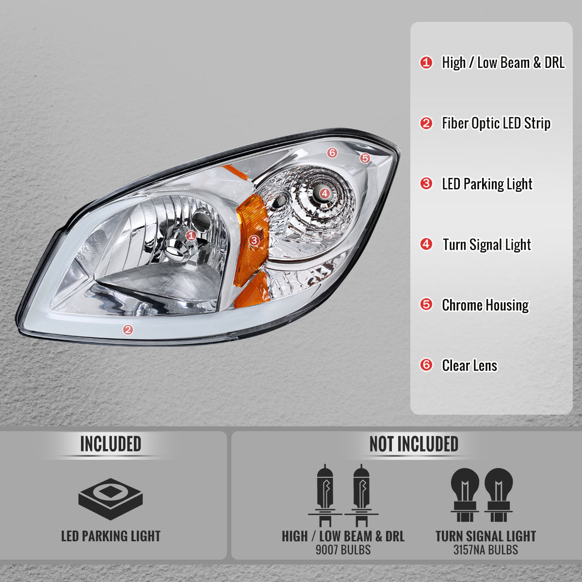 Spec-D 05-10 Chevrolet Cobalt Headlight Chrome OEM style