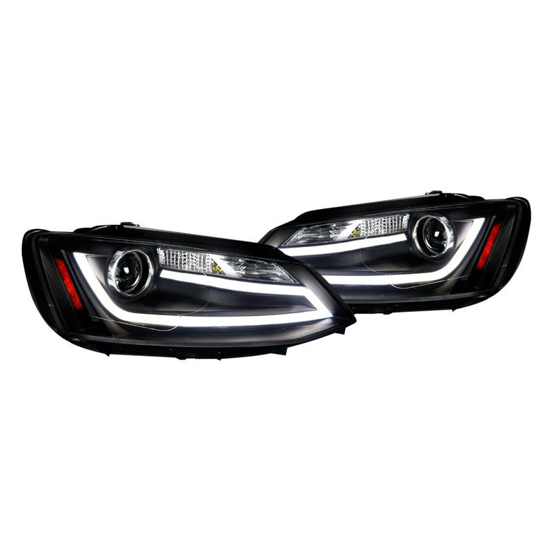 Spec-D 11-18 VW Jetta MK6 Headlights LED Bar Projector Matte Black/Clear