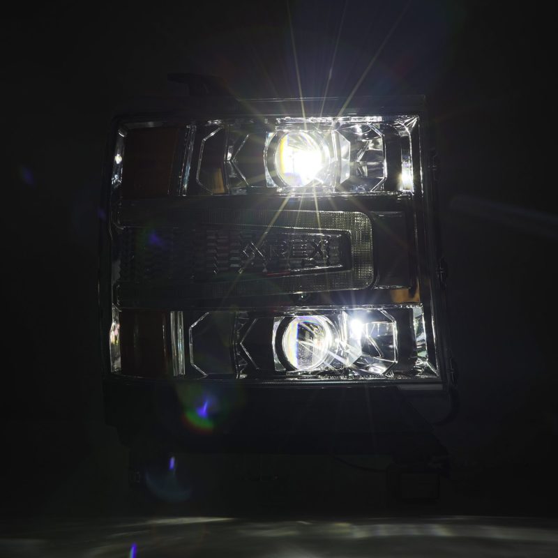 AlphaRex 16-18 Chevrolet Silverado 1500 LUXX-Series LED Projector Headlights Chrome