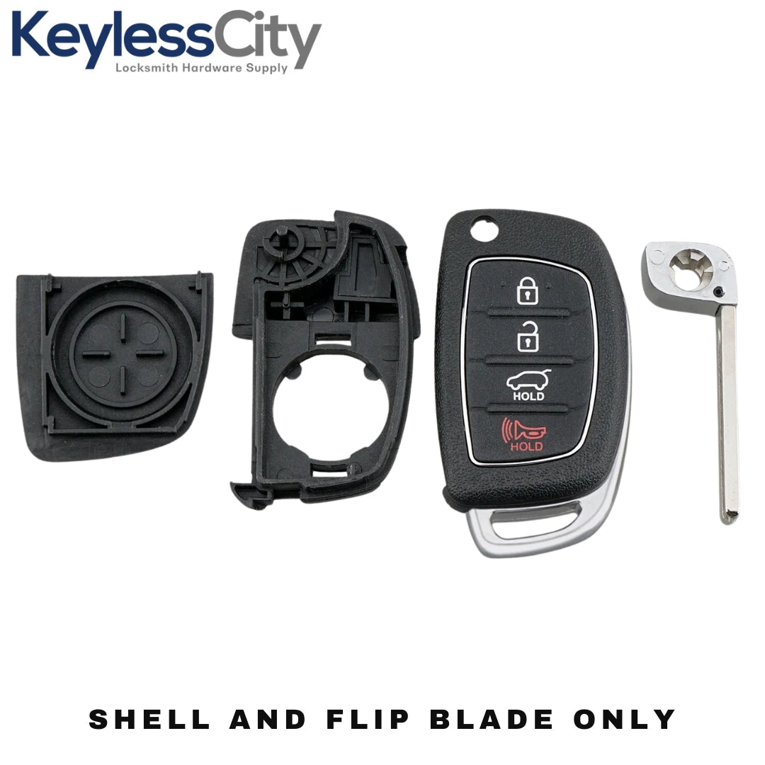 2015-2019 Hyundai Sonata 4-Button Flip Key SHELL For TQ8-RKE-4F16 / TQ8-RKE-4F25 (AFTERMARKET)