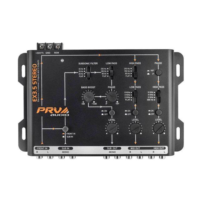 PRV Audio EX3.5 STEREO 9V RMS 2/4 RCA Input Signal 3-Way Electronic Crossover