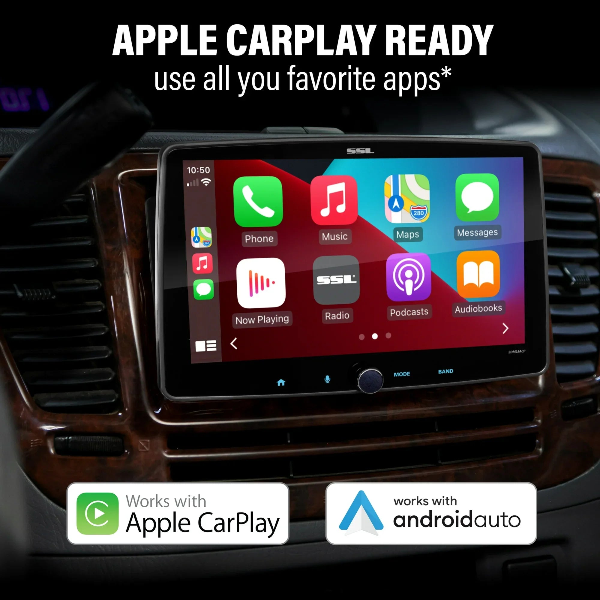 Sound Storm Laboratories SDML9ACP Car Audio Stereo - Apple CarPlay, Android Auto, Single Din, 9 Inch Touchscreen, Bluetooth, No CD DVD Player, AM/FM Radio Receiver, Wireless Remote Control