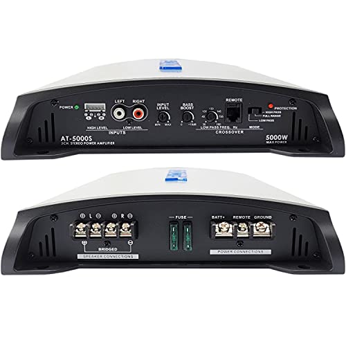 Audiotek AT5000S 2 Channel Stereo Car Amplifier - 5000 Watts, 2 Ohm Stable