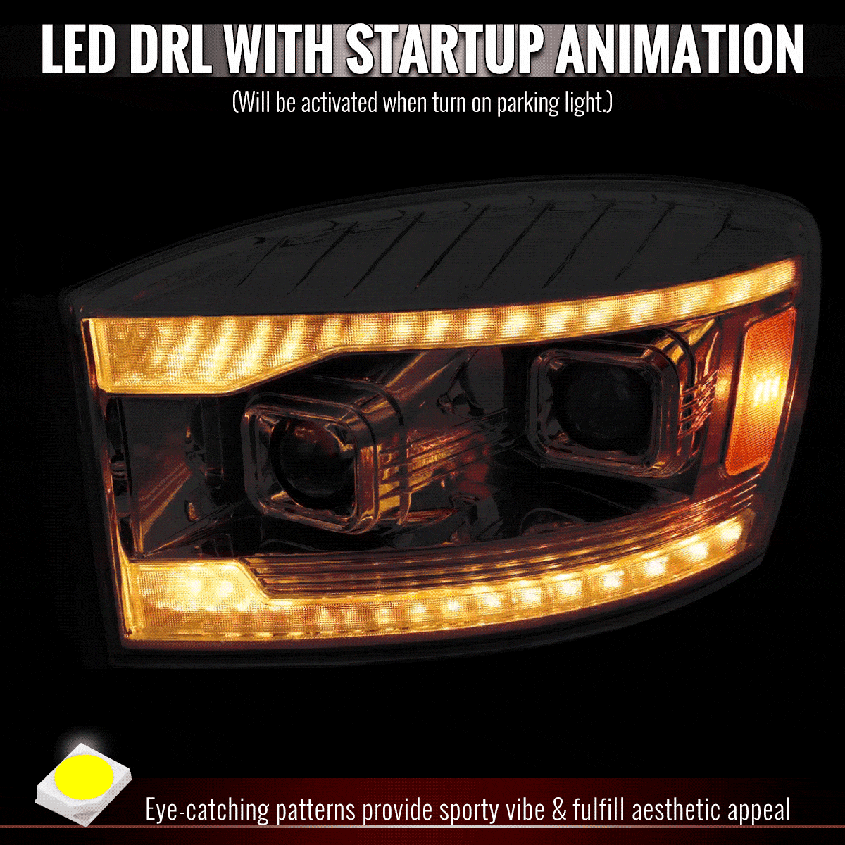 Spec-D 06-08 Dodge Ram 1500 2500 3500 Projector Led Headlight Chrome