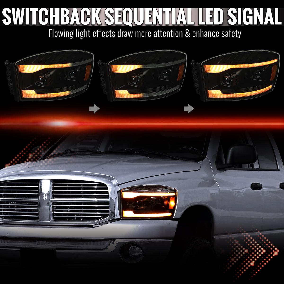 Spec-D 06-08 Dodge Ram 1500 2500 3500 Projector Headlight Black/Smoked