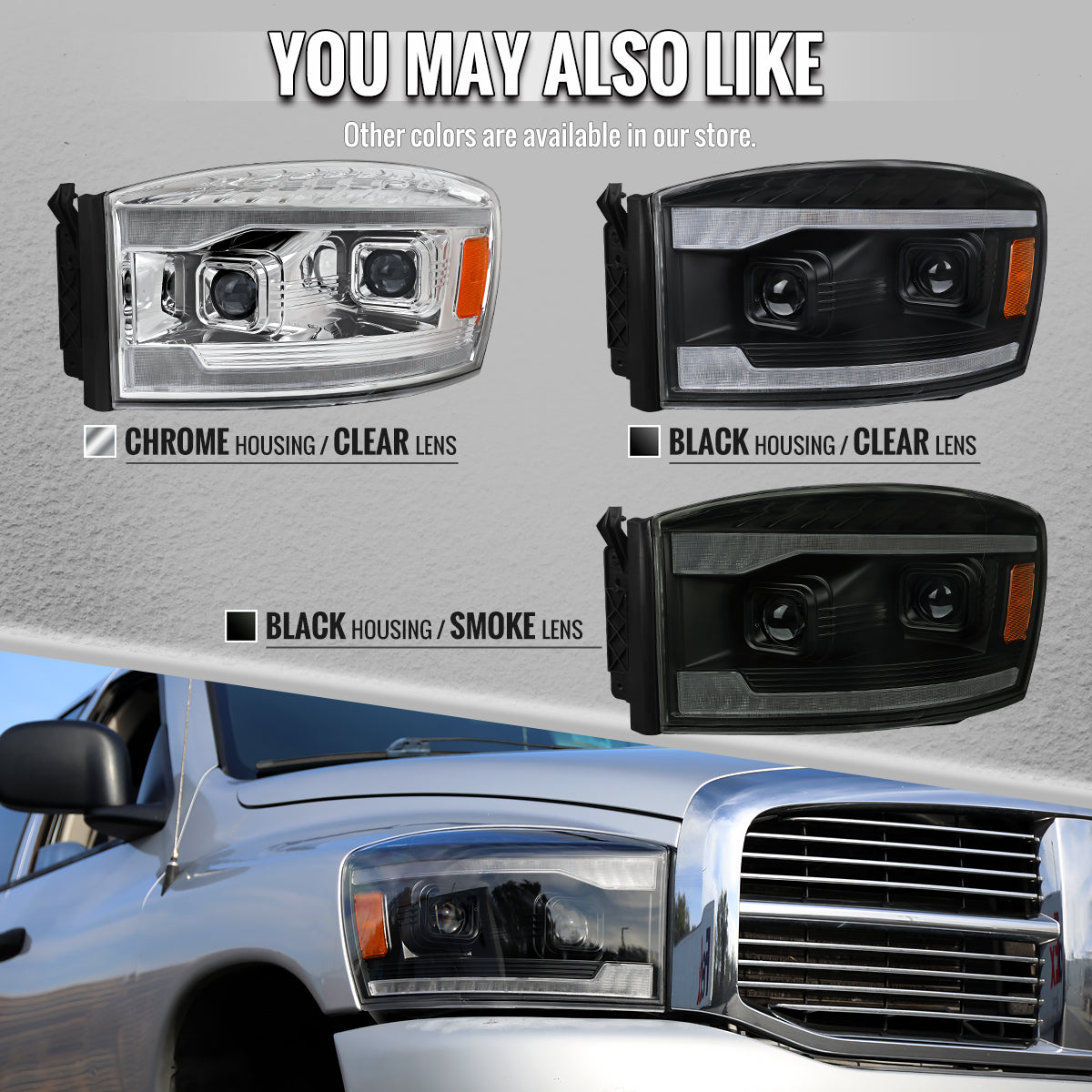 Spec-D 06-08 Dodge Ram 1500 2500 3500 Projector Headlight Black/Smoked