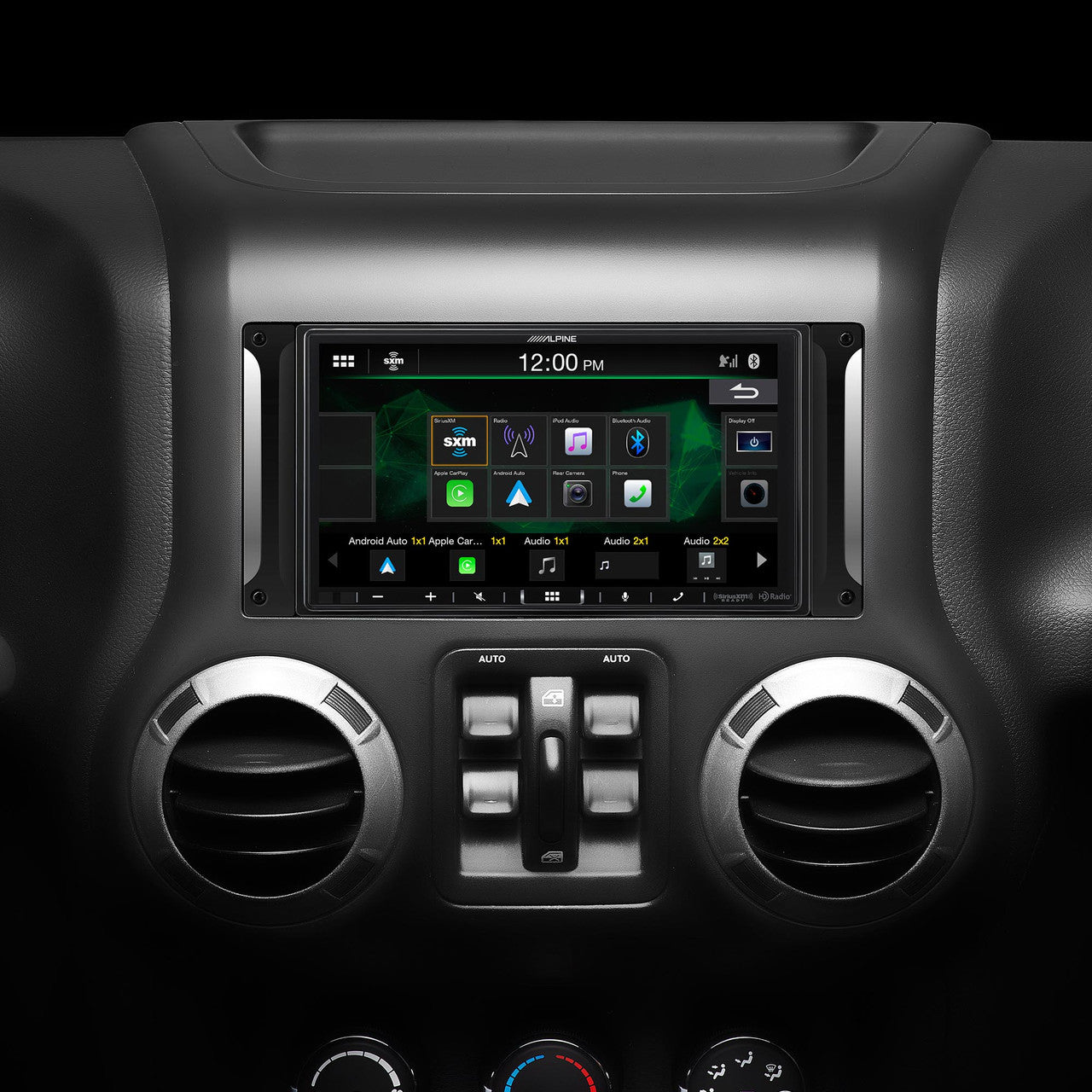 Alpine I407-WRA-JK Receiver w/ SPV-65RGB-CAN 6.5” Cage-Mounted Universal Weather-Resistant Coaxial RGB LED Speaker Pods