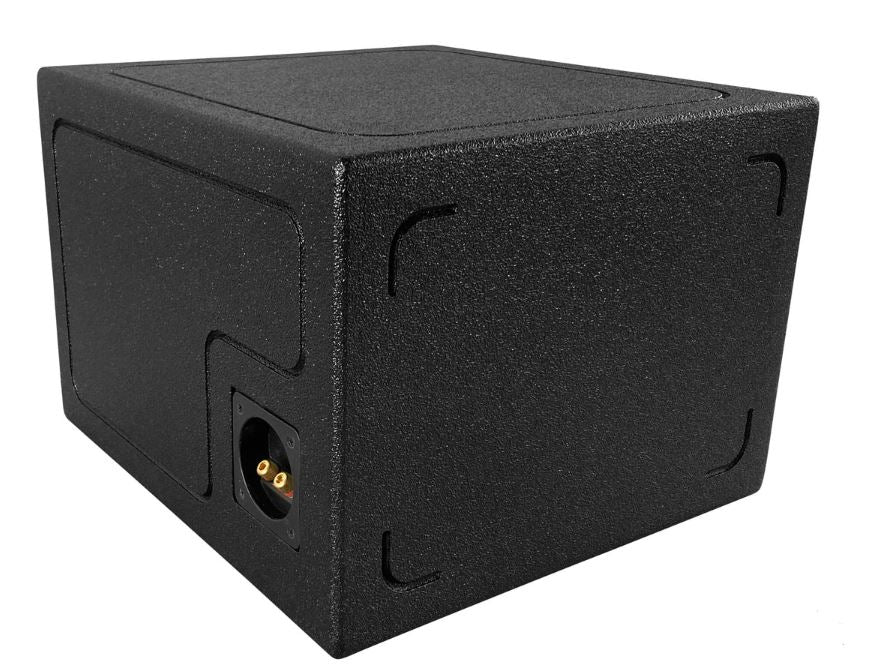 Elite Audio EBOX-BLVS10 Vented Single 10” Subwoofer Enclosure - Polyurethane Bed Liner Finish, 3/4” MDF with 1” Front Baffle, Pro-Tuned Ports, High-Current Terminals for Enhanced Bass & Sound Quality