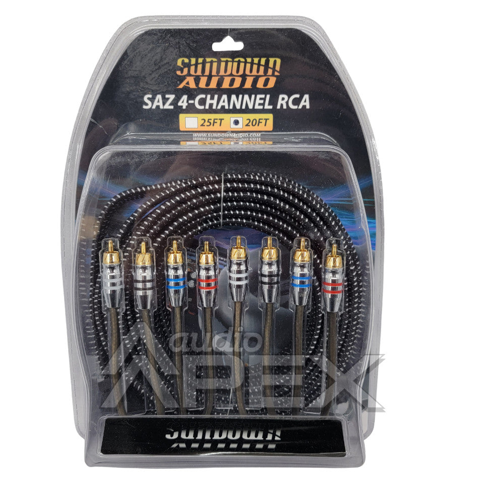 Sundown Audio 20 ft. 4 Channel High Quality RCA Interconnect Cables (SAZ Series)