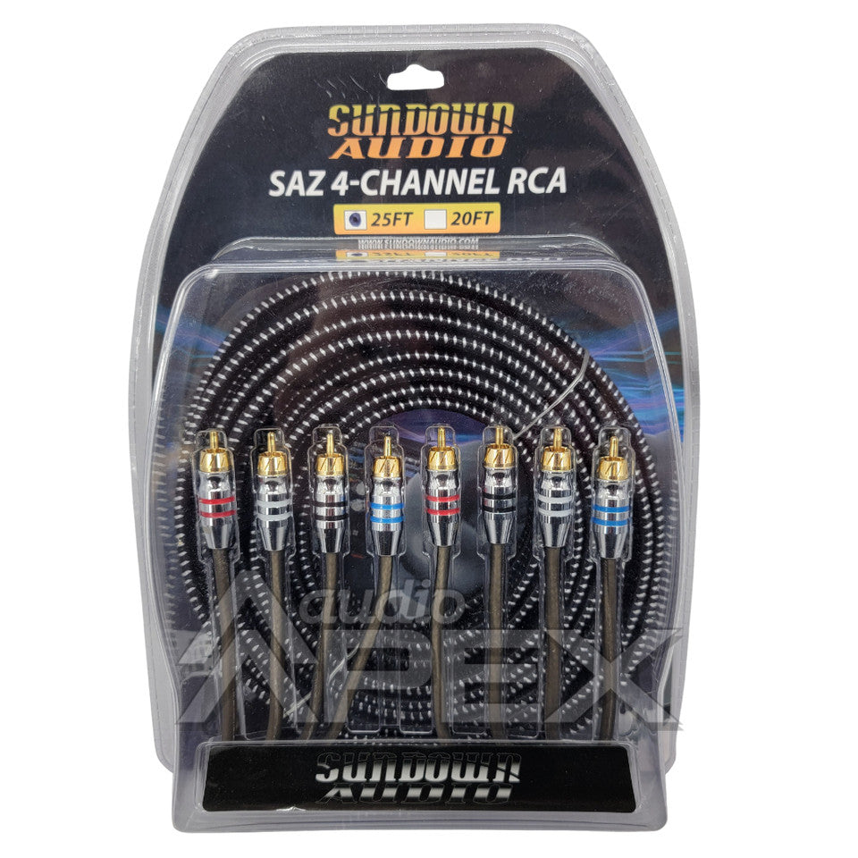 Sundown Audio 25 ft. 4 Channel High Quality RCA Interconnect Cables (SAZ Series)