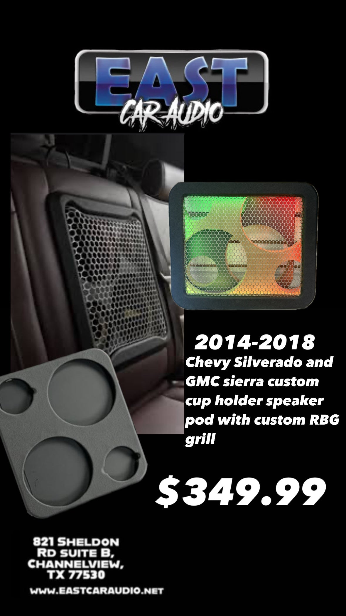 2014 - 2025 Chevy Silverado GMC Sierra Cup holder and Cover Plate Combo.