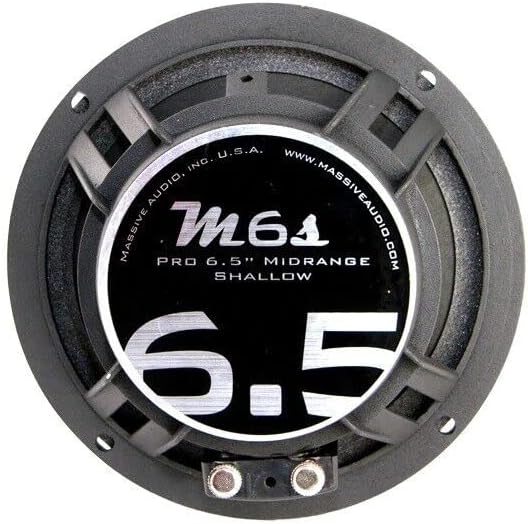 Massive Audio M6S MS Series. 6.5 Inch, 300 Watts, 4 Ohm Pro Audio Midrange Shallow Mount Speaker for Cars, Stage and DJ Applications. Sold Individually.