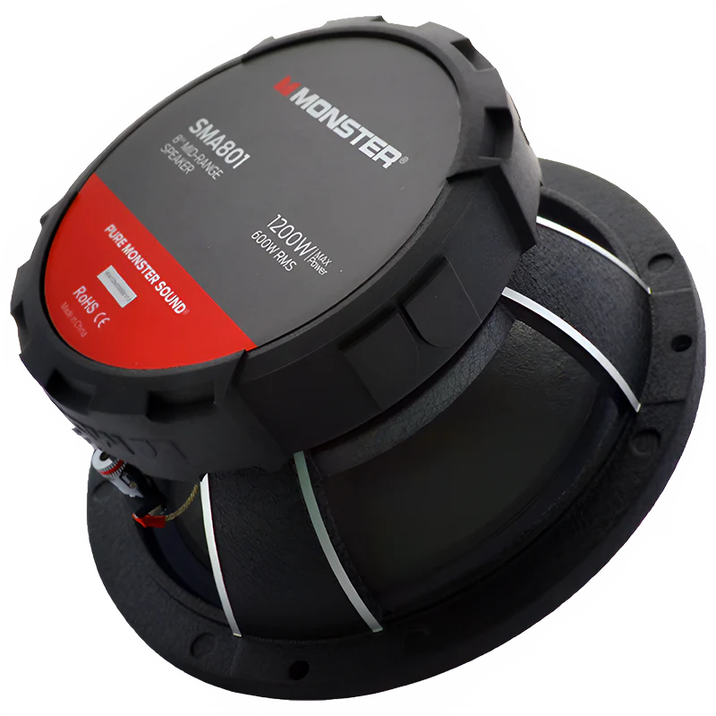 Monster SMA801 8″ 600W RMS Midrange Speaker 8-Ohm (Single)