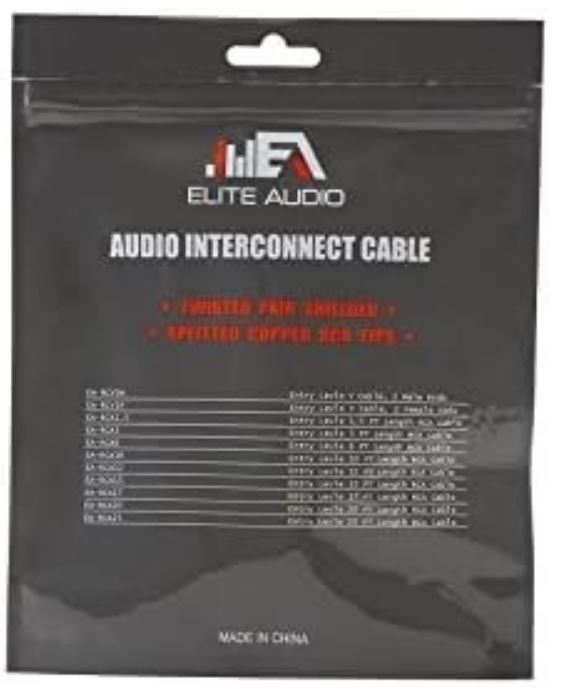 Elite Audio EA-RCA12 Standard 2-Ch RCA Cable - 12ft. Male to Male Twisted Wire Pair with Noise Reduction