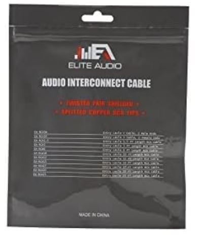 Elite Audio EA-RCA17 Standard 2-Ch RCA Cable - 17ft. Male to Male Twisted Wire Pair with Noise Reduction