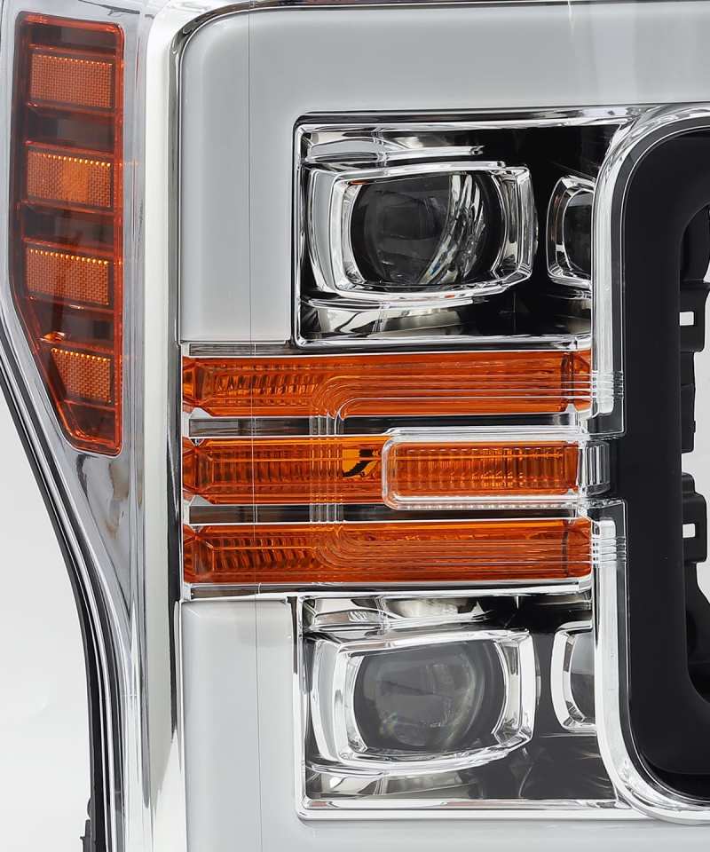 AlphaRex 17-19 Ford Super Duty PRO-Series Halogen Projector Headlights Chrome