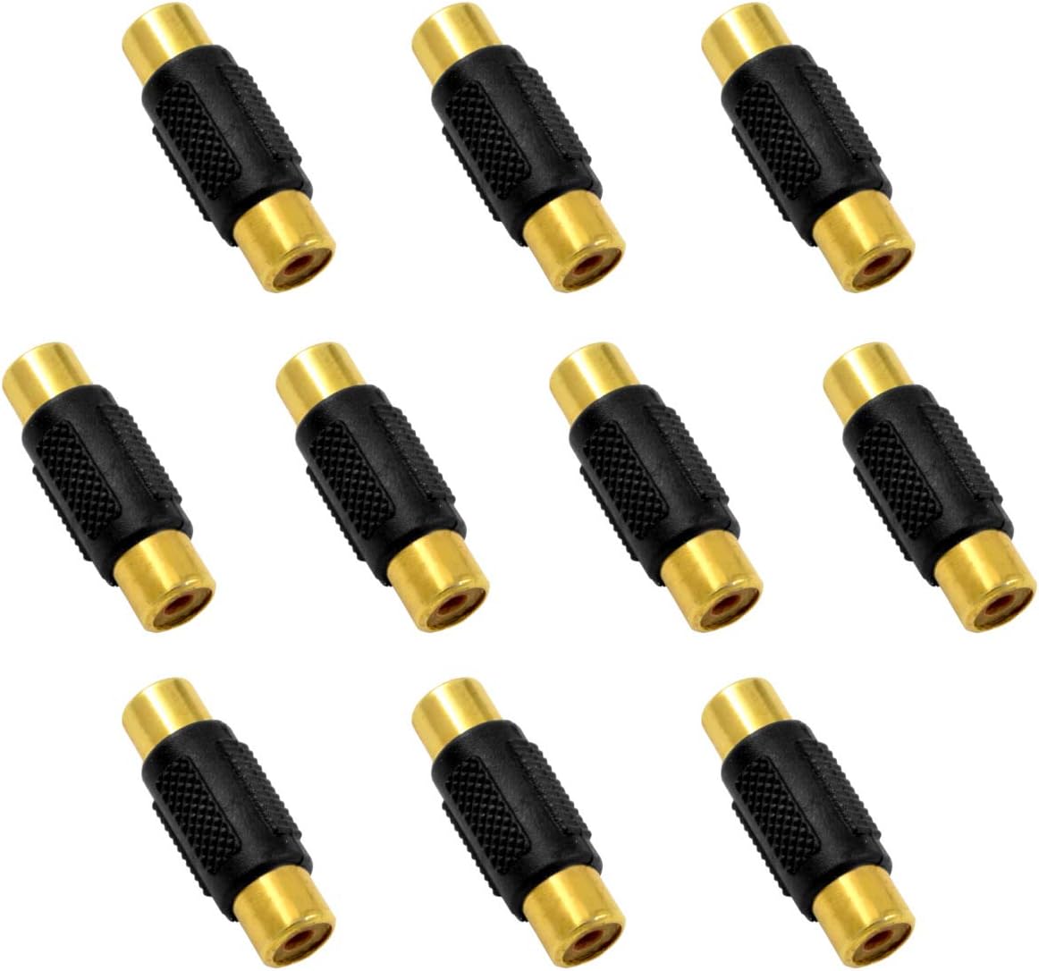 EA-FBRL Gold Plated Female to Female RCA Coupler Barrel Connector (10/Pack)