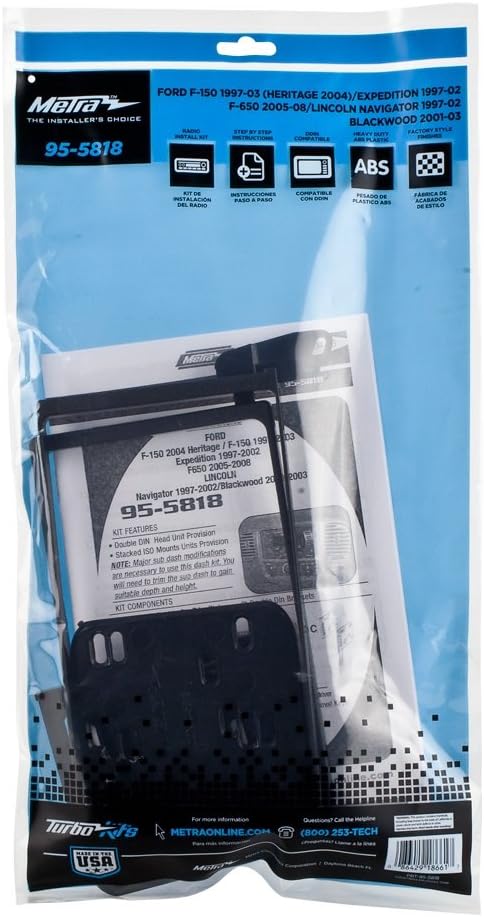 Metra 95-5818 Double-DIN Dash Kit Fit Select 1997-2004 Ford/Lincoln Trucks/SUVs