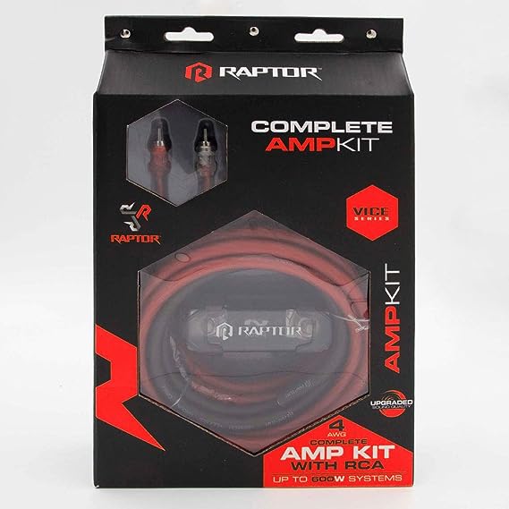 Raptor R3AK4 VICE SERIES - 600W 4 AWG Amp Kit with RCA Cable