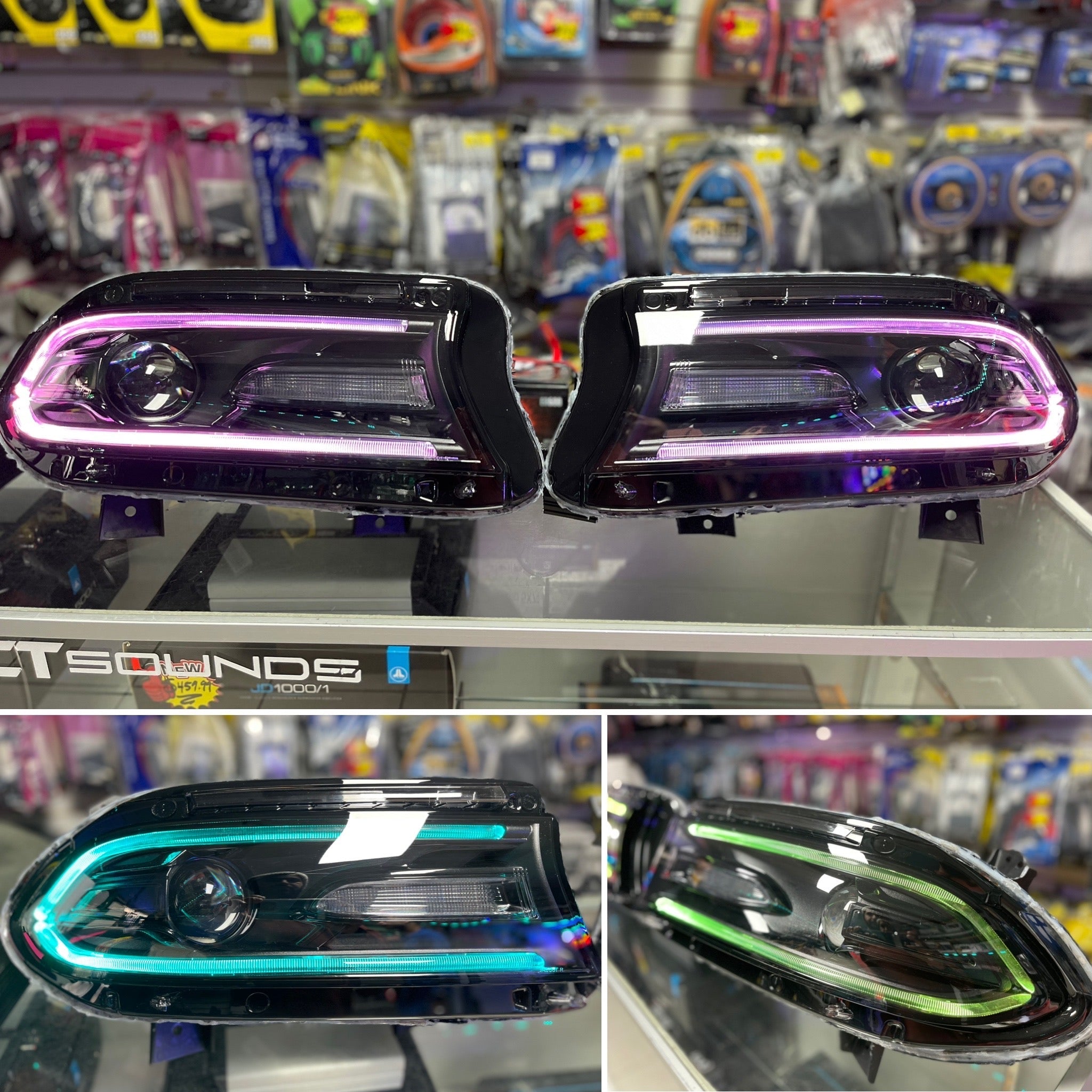 Prebuilt 2015-2023 Dodge Charger RGBW Color Changing LED Projector Headlights with Bluetooth