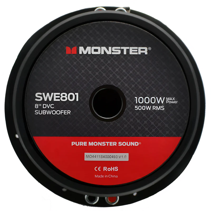 Monster SWE801 8″ 500W RMS Subwoofer DVC 4-Ohm