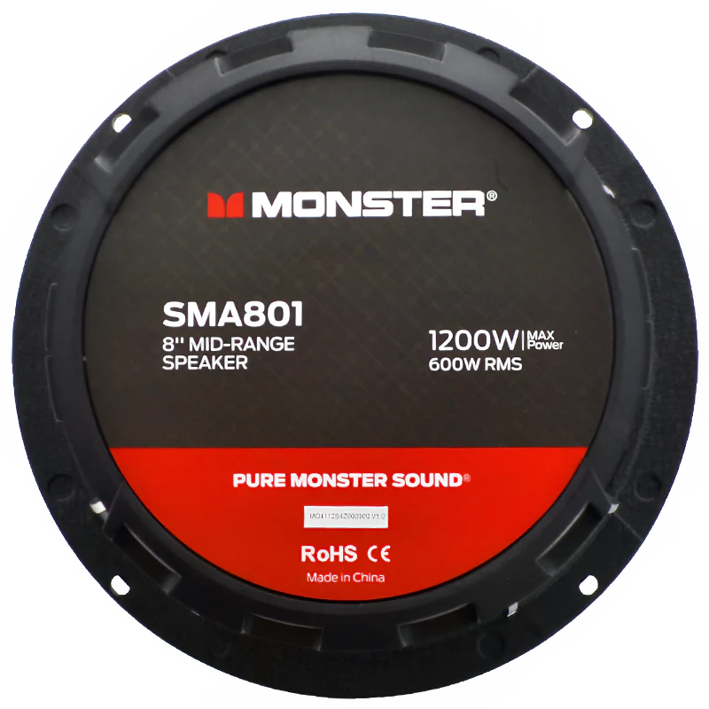 Monster SMA801 8″ 600W RMS Midrange Speaker 8-Ohm (Single)