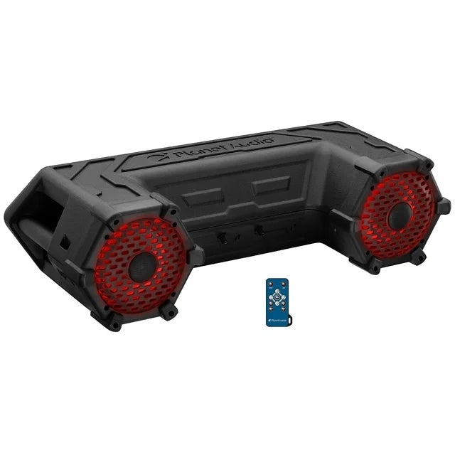 Planet Audio PATV65RGB ATV UTV Audio Stereo Sound System - 6.5 inch Speakers, 1.5 inch Tweeters, Built-in Amplifier, Bluetooth, LED Lightbar, Multicolor Illumination, Weatherproof, Easy Installation