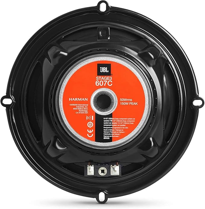 JBL Stage3 607C 2-Way Component Car Speakers Set - 250 Watt JBL Pro Sound Car Audio Components System with 6.5 inch Speaker and separate Tweeter