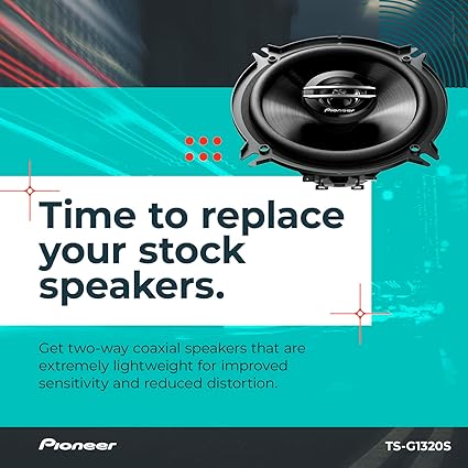 Pioneer TS-G1320S, Coaxial 2-Way Car Audio Speakers, Full Range, Clear Sound Quality, Easy Installation and Enhanced Bass Response, 5-1/4” speakers