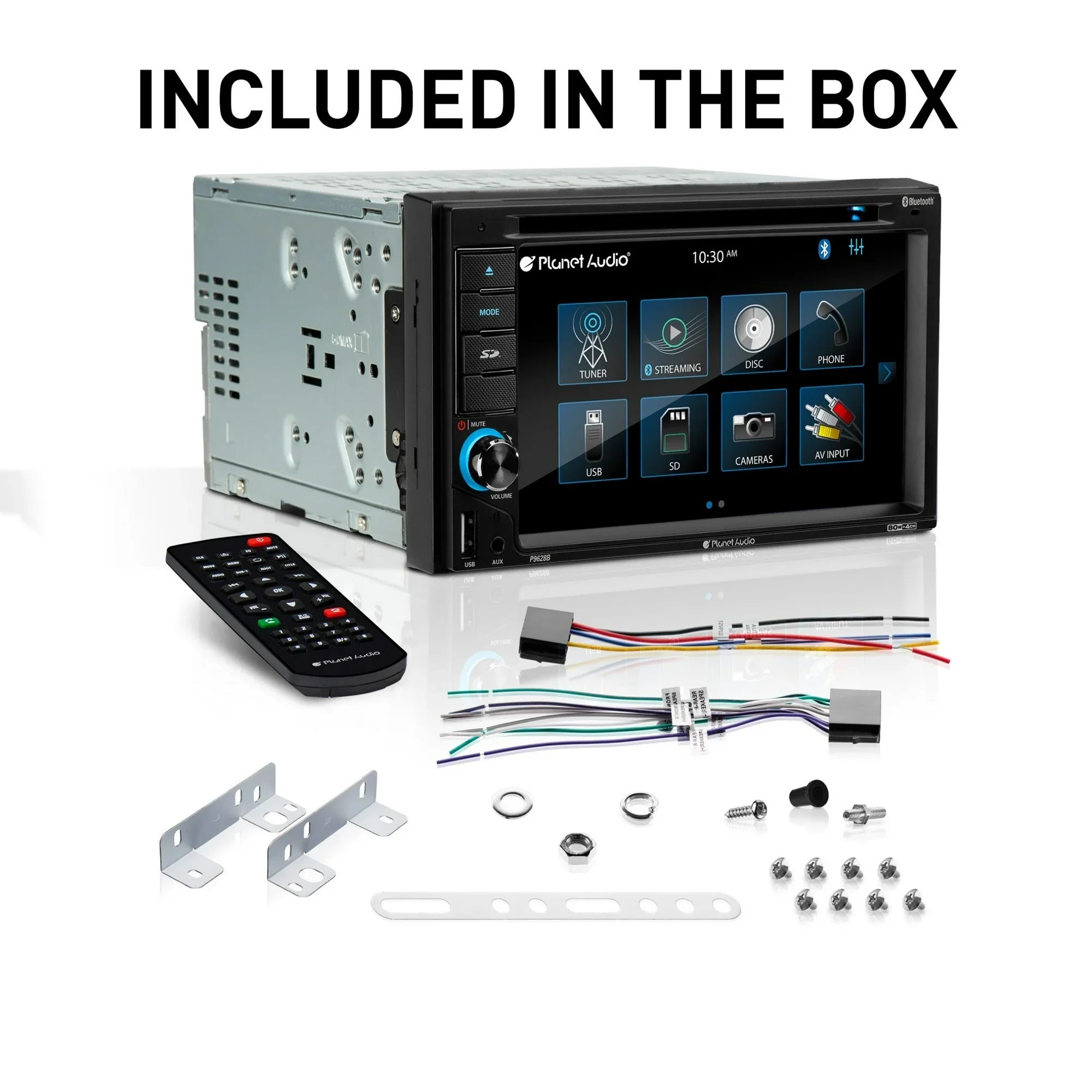 Planet Audio P9628B 6.2” Touchscreen Car DVD Player, Bluetooth, DVD USB SD AM/FM