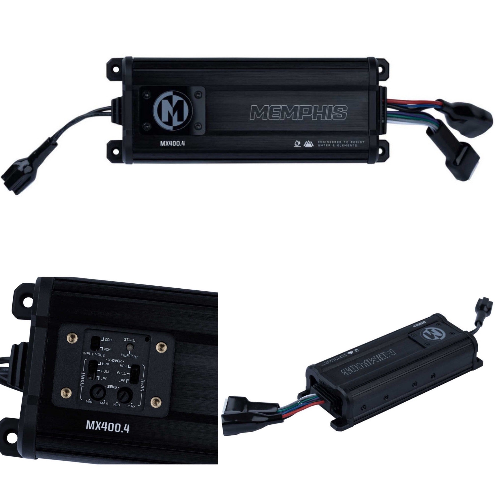 Memphis Audio MX400.4 MX Marine Powersports Amplifier, 400W Max Power 4-Channel Amplifier
