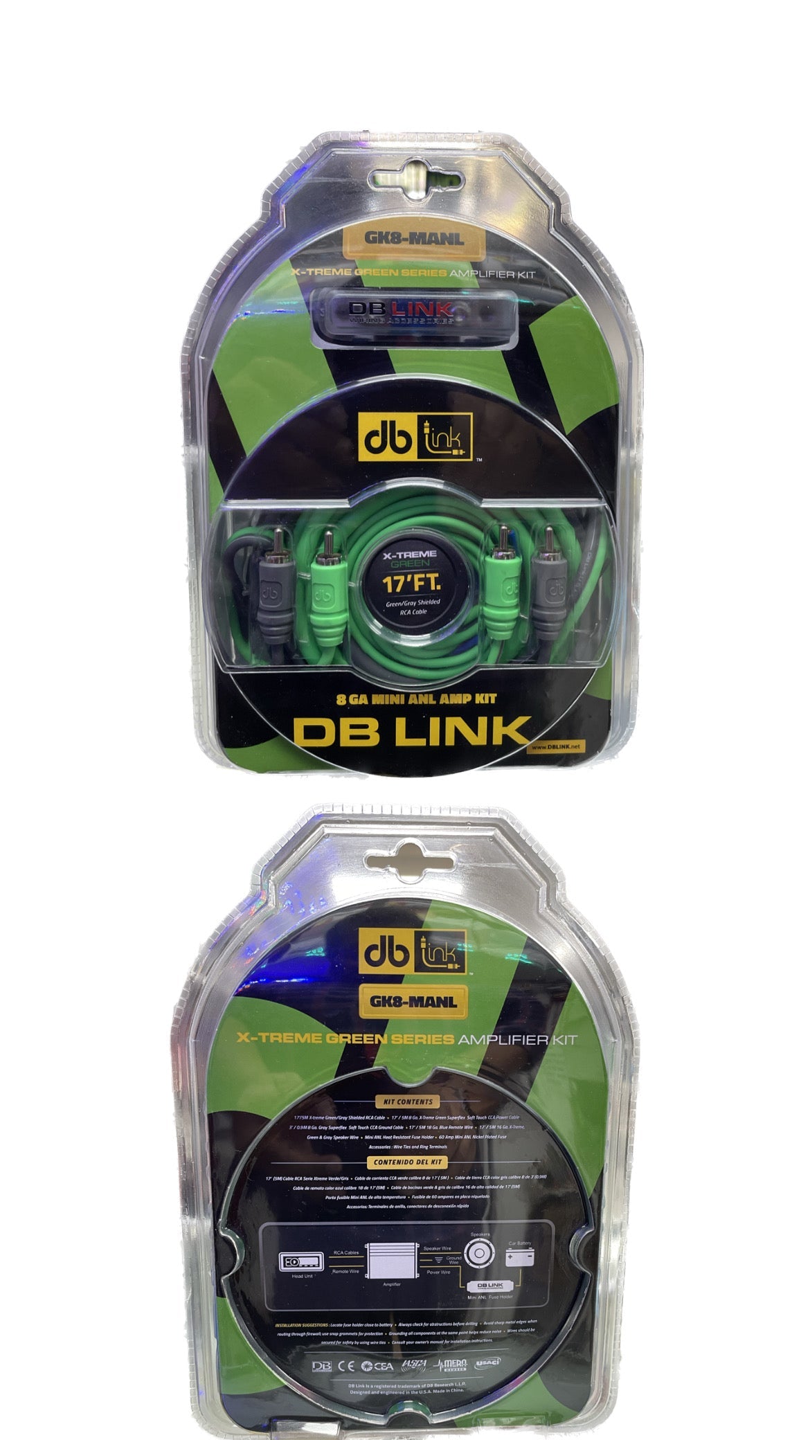 db drive GK8-MANL 8 Gauge X-TREME Green Series Amplifier Kit