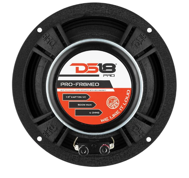 DS18 Car Audio Bundle โ Universal SS-SSTT265-3 Vinyl Tiddy-Panel with 2ร DS18 PRO-FR6NEO 6.5