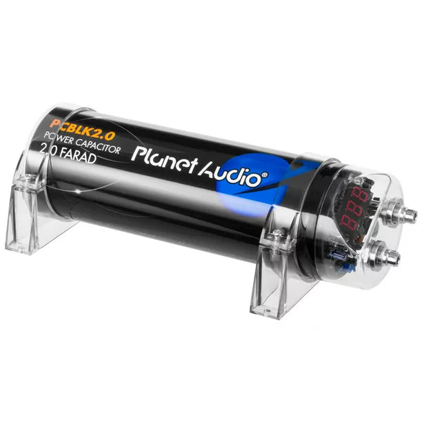Planet Audio PCBLK2.0 2 Farad Car Digital Capacitor Audio Cap with LED Black