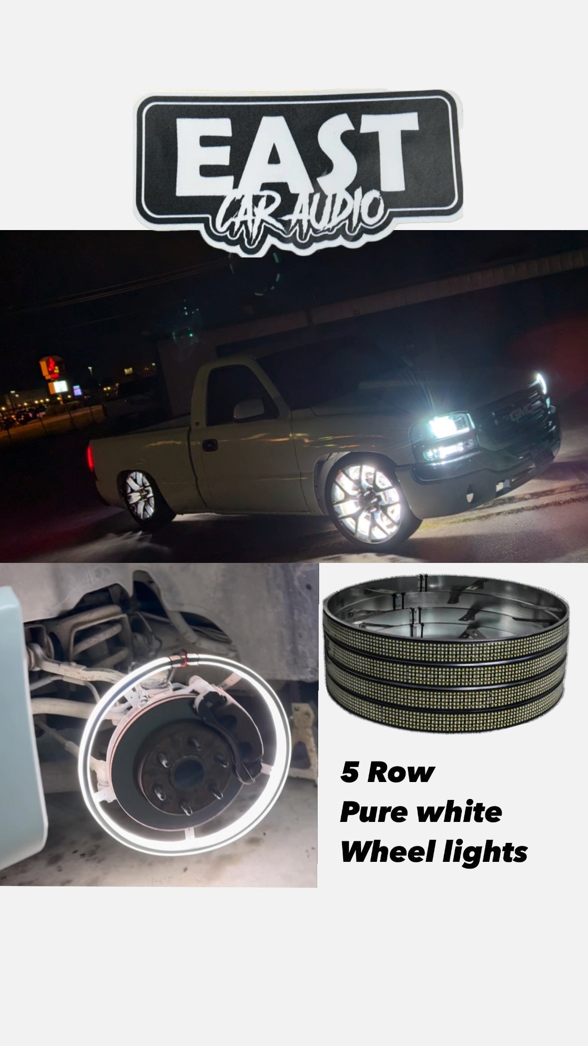 ECA LED 5 Row White Wheel Lights Plug & Play 17” Ring for 24” and bigger wheels