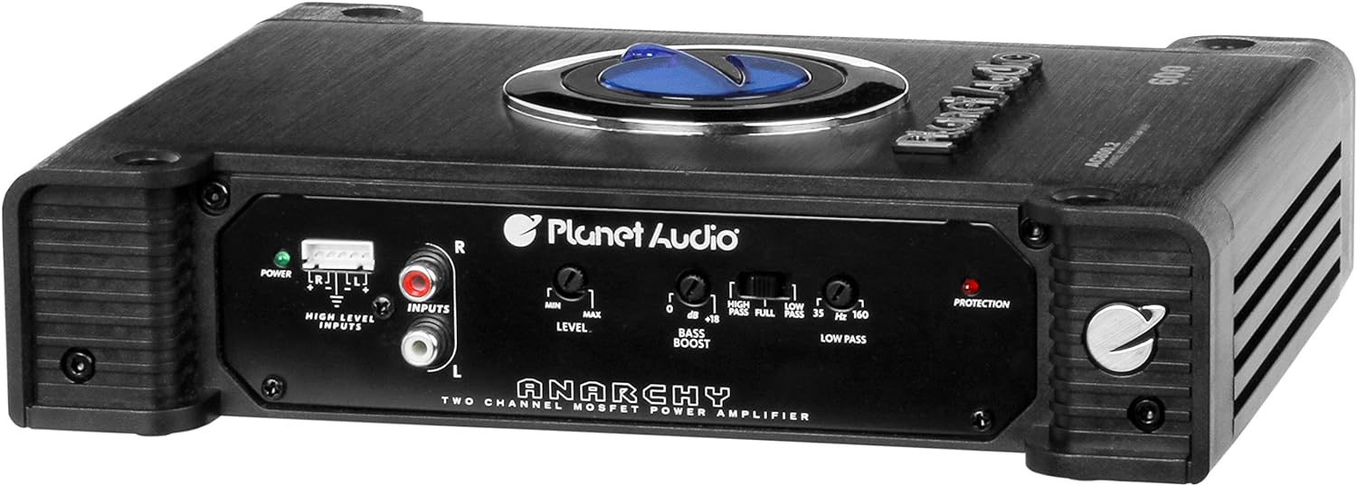 Planet Audio AC600.2 2 Channel Car Amplifier - 600 High Output, Full Range, Class A/B, 2 - 4 Ohm Stable, Mosfet Power Supply, Bridgeable