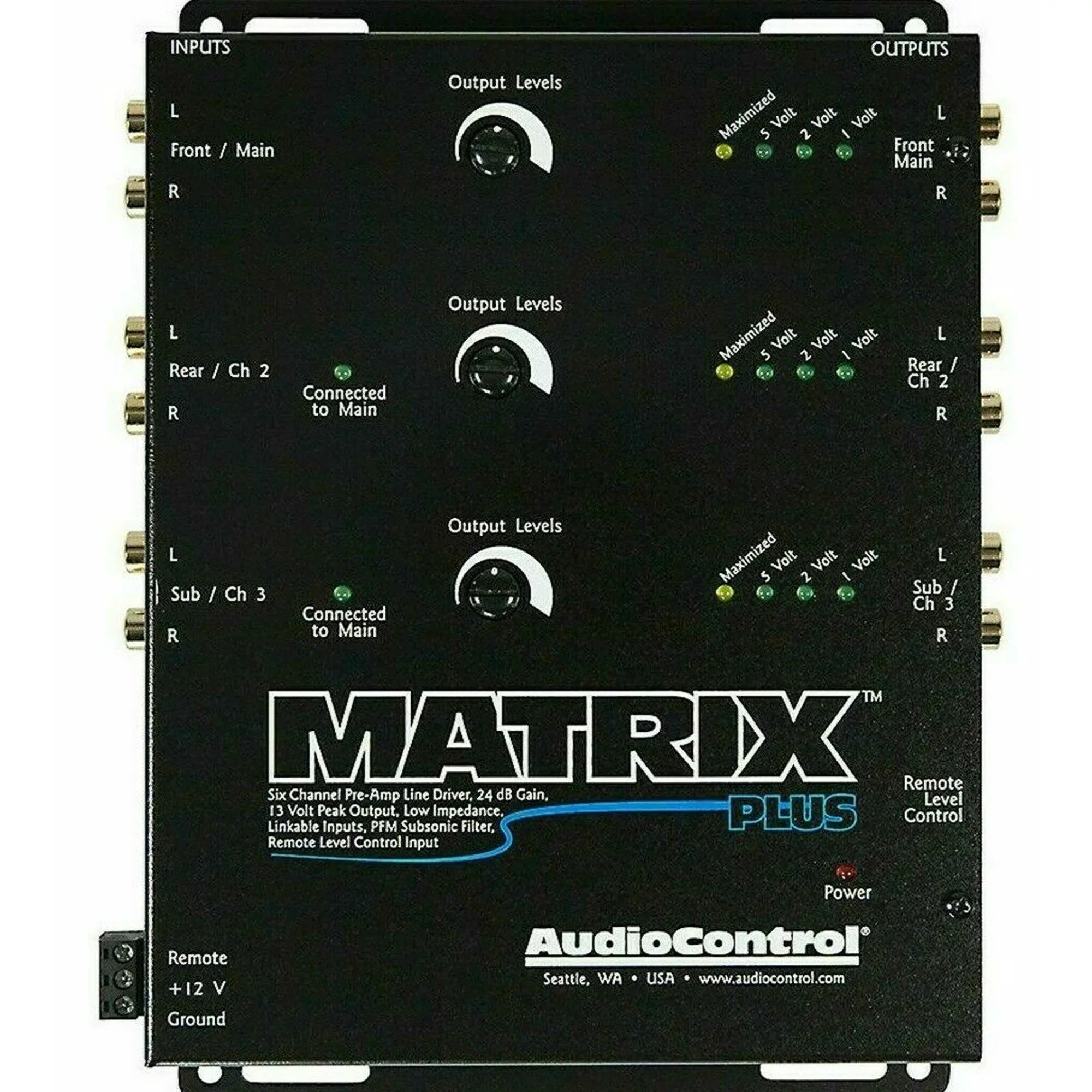 AudioControl Matrix PLUS 6 Channel 24 dB Gain Pre Amp RCA 13 Volt Line Driver